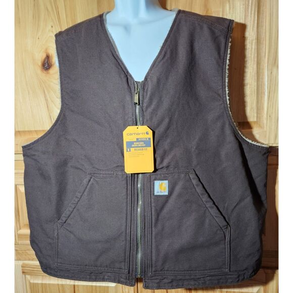 Carhartt Sherpa Lined Vest – Men’s 2XL – Dark Brown – Workwear – NWT - Picture 1 of 9